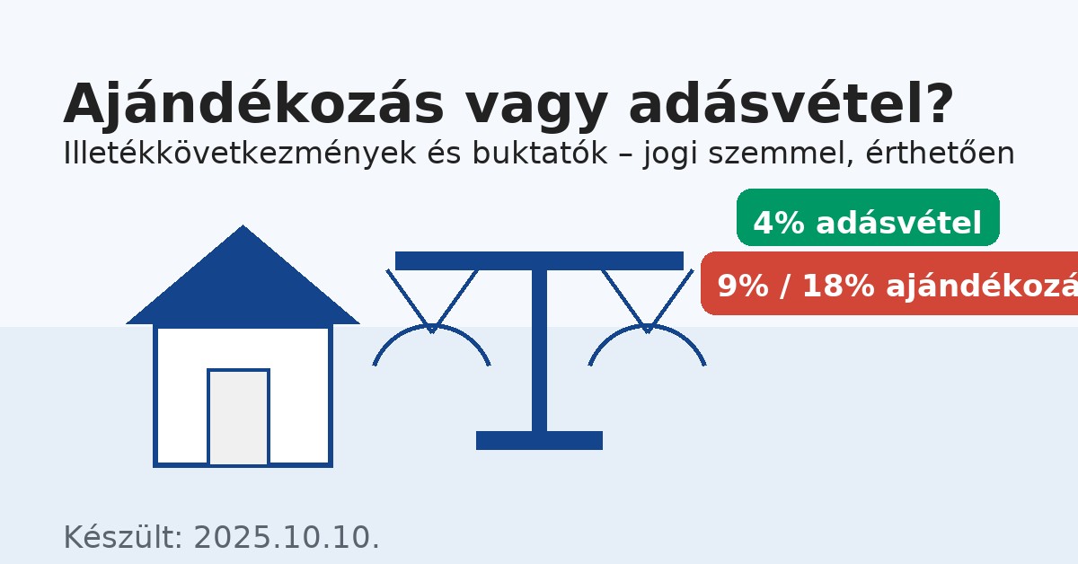 Ajándékozás vagy adásvétel? – Illetékkövetkezmények és buktatók (jogi szemmel, érthetően)